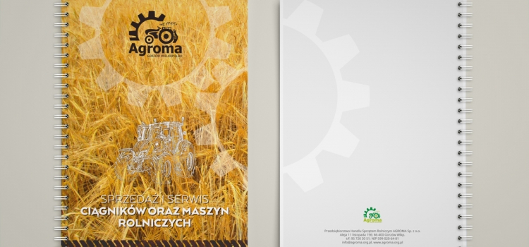 Wizualizacja notesów formatu A4 ze spiralą — przód i tył okładki